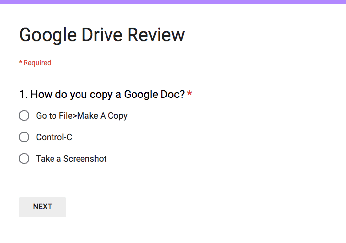 Google Drive Review Form